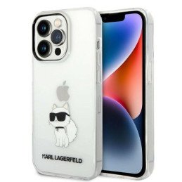 Karl Lagerfeld Ikonik Choupette dėklas iPhone 14 Pro - skaidrus