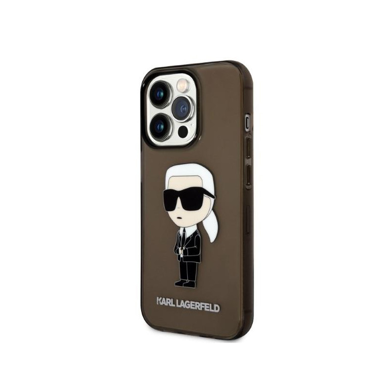 Karl Lagerfeld Ikonik Karl dėklas iPhone 14 Pro - juodas