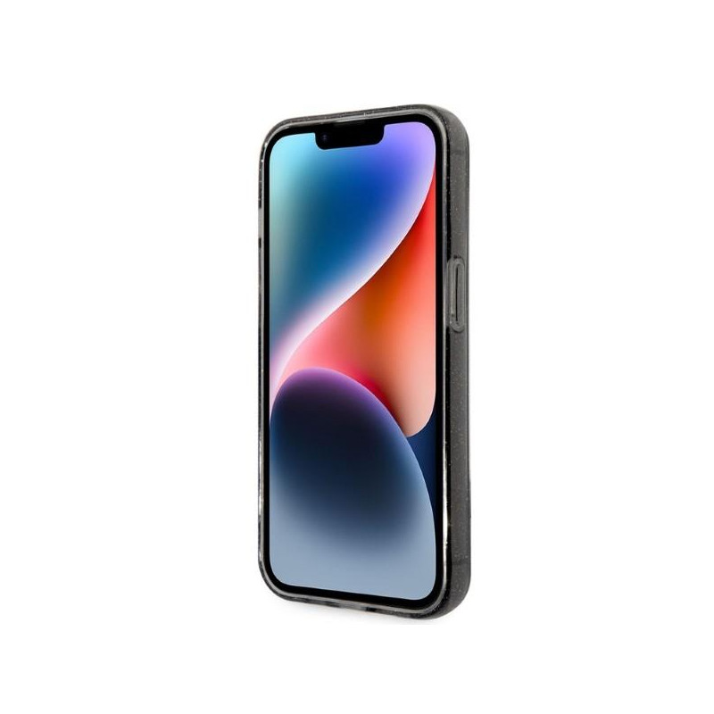 Karl Lagerfeld Glitter Karl&Choupette dėklas iPhone 14 Pro - juodas