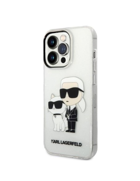 Karl Lagerfeld Glitter Karl&Choupette dėklas iPhone 14 Pro - skaidrus Karl Lagerfeld Glitter Karl&Choupette dėklas iPhone 14 Pro - skaidrus