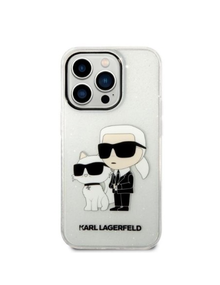 Karl Lagerfeld Glitter Karl&Choupette dėklas iPhone 14 Pro - skaidrus Karl Lagerfeld Glitter Karl&Choupette dėklas iPhone 14 Pro - skaidrus