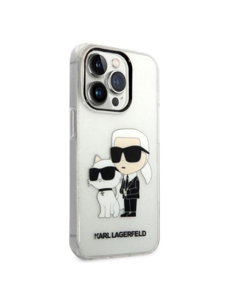 Karl Lagerfeld Glitter Karl&Choupette dėklas iPhone 14 Pro - skaidrus Karl Lagerfeld Glitter Karl&Choupette dėklas iPhone 14 Pro - skaidrus