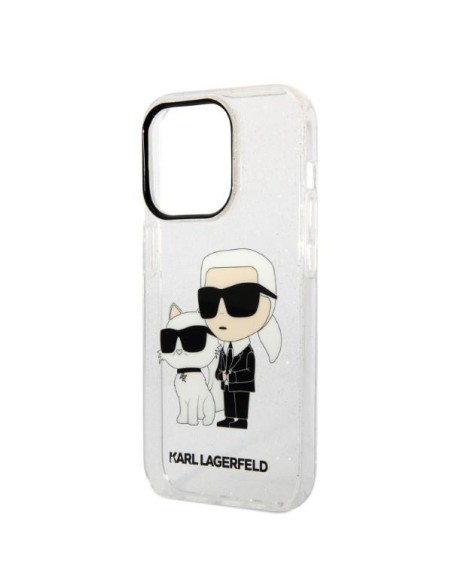 Karl Lagerfeld Glitter Karl&Choupette dėklas iPhone 14 Pro - skaidrus Karl Lagerfeld Glitter Karl&Choupette dėklas iPhone 14 Pro - skaidrus