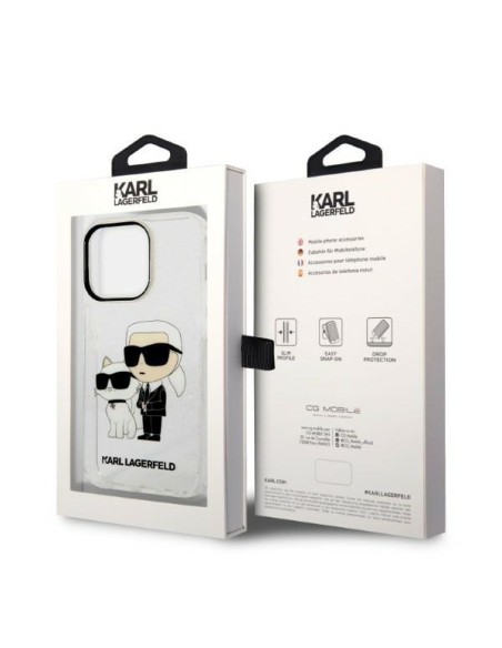 Karl Lagerfeld Glitter Karl&Choupette dėklas iPhone 14 Pro - skaidrus Karl Lagerfeld Glitter Karl&Choupette dėklas iPhone 14 Pro - skaidrus