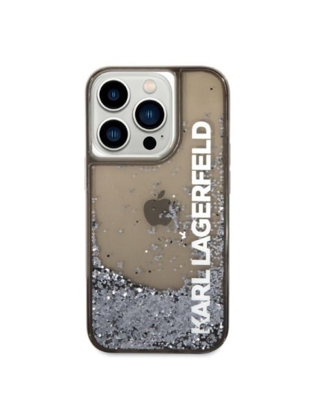 Karl Lagerfeld Liquid Glitter Elong dėklas iPhone 14 Pro - juodas Karl Lagerfeld Liquid Glitter Elong dėklas iPhone 14 Pro - juodas