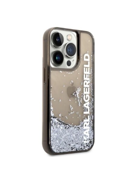 Karl Lagerfeld Liquid Glitter Elong dėklas iPhone 14 Pro - juodas Karl Lagerfeld Liquid Glitter Elong dėklas iPhone 14 Pro - juodas