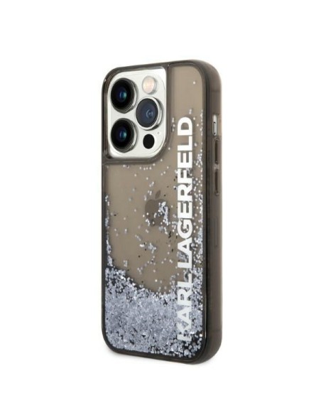 Karl Lagerfeld Liquid Glitter Elong dėklas iPhone 14 Pro - juodas Karl Lagerfeld Liquid Glitter Elong dėklas iPhone 14 Pro - juodas