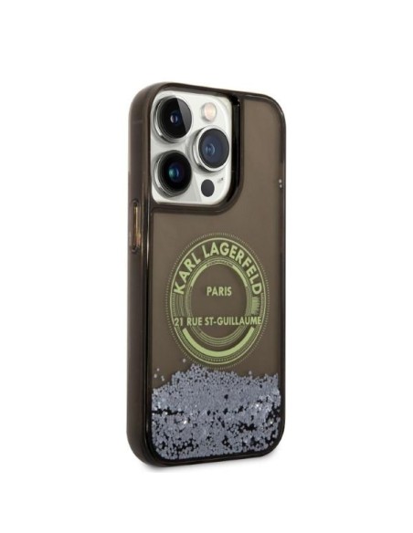 Karl Lagerfeld Liquid Glitter RSG dėklas iPhone 14 Pro - juodas Karl Lagerfeld Liquid Glitter RSG dėklas iPhone 14 Pro - juodas