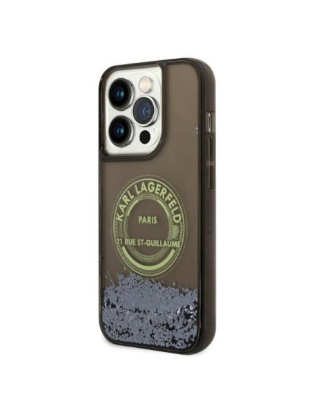 Karl Lagerfeld Liquid Glitter RSG dėklas iPhone 14 Pro - juodas Karl Lagerfeld Liquid Glitter RSG dėklas iPhone 14 Pro - juodas