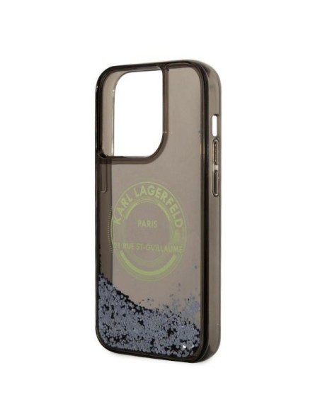 Karl Lagerfeld Liquid Glitter RSG dėklas iPhone 14 Pro - juodas Karl Lagerfeld Liquid Glitter RSG dėklas iPhone 14 Pro - juodas