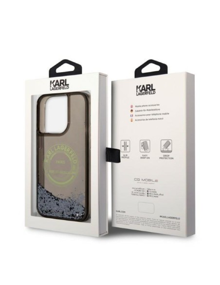 Karl Lagerfeld Liquid Glitter RSG dėklas iPhone 14 Pro - juodas Karl Lagerfeld Liquid Glitter RSG dėklas iPhone 14 Pro - juodas