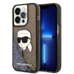 Karl Lagerfeld Glitter Karl& 39 s Head dėklas, skirtas iPhone 14 Pro - juodas