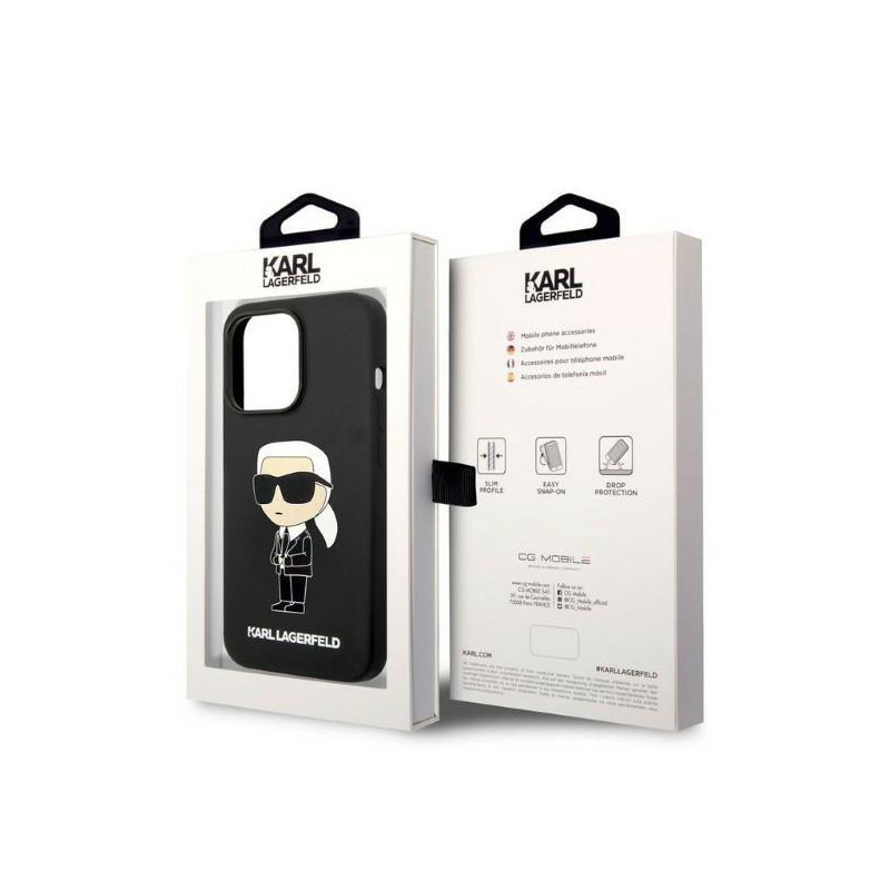 Karl Lagerfeld Silicone Ikonik dėklas iPhone 14 Pro - juodas