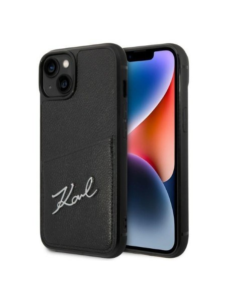 Karl Lagerfeld Signature Logo Cardslot dėklas, skirtas iPhone 14 Plus - juodas Karl Lagerfeld Signature Logo Cardslot dėklas, skirtas iPhone 14 Plus - juodas