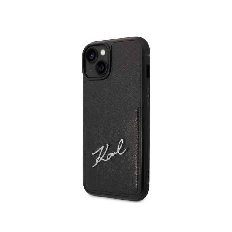 Karl Lagerfeld Signature Logo Cardslot dėklas, skirtas iPhone 14 Plus - juodas