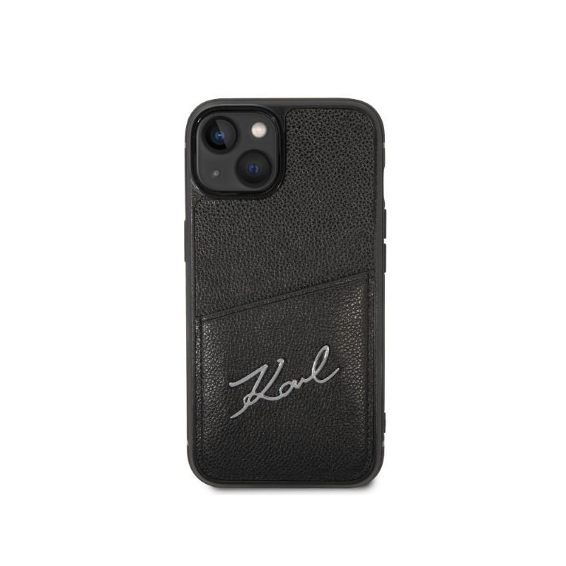 Karl Lagerfeld Signature Logo Cardslot dėklas, skirtas iPhone 14 Plus - juodas