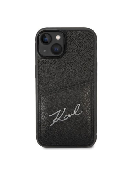 Karl Lagerfeld Signature Logo Cardslot dėklas, skirtas iPhone 14 Plus - juodas Karl Lagerfeld Signature Logo Cardslot dėklas, skirtas iPhone 14 Plus - juodas