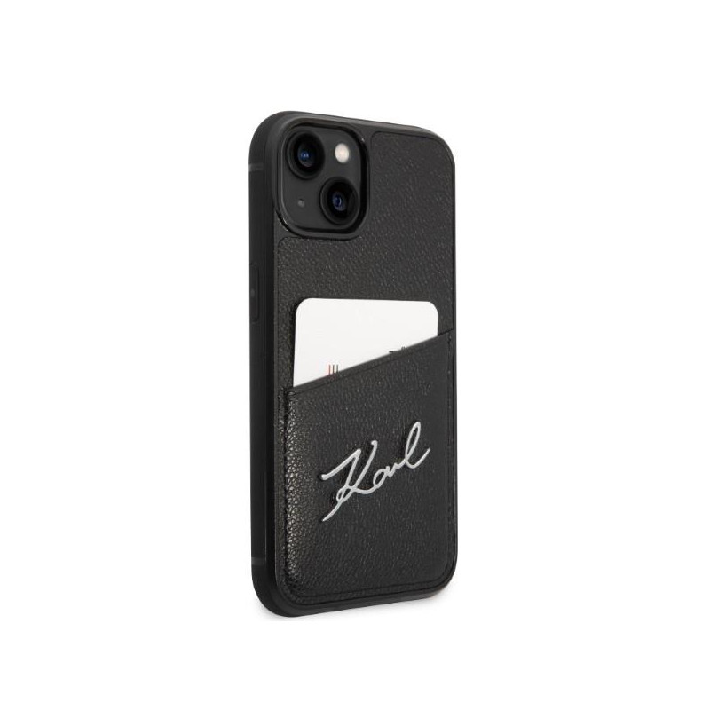 Karl Lagerfeld Signature Logo Cardslot dėklas, skirtas iPhone 14 Plus - juodas