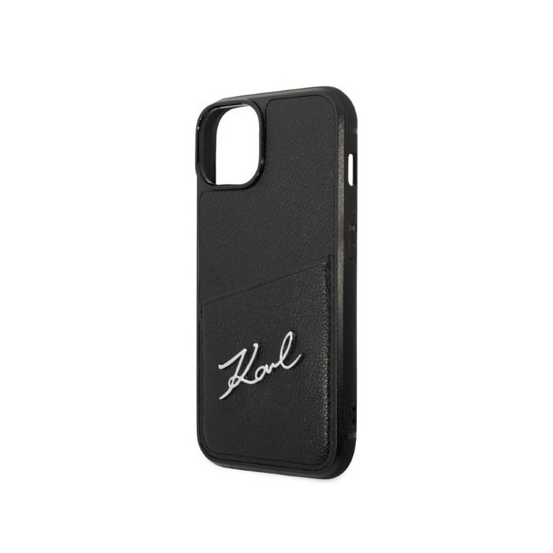 Karl Lagerfeld Signature Logo Cardslot dėklas, skirtas iPhone 14 Plus - juodas