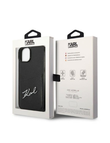 Karl Lagerfeld Signature Logo Cardslot dėklas, skirtas iPhone 14 Plus - juodas Karl Lagerfeld Signature Logo Cardslot dėklas, skirtas iPhone 14 Plus - juodas