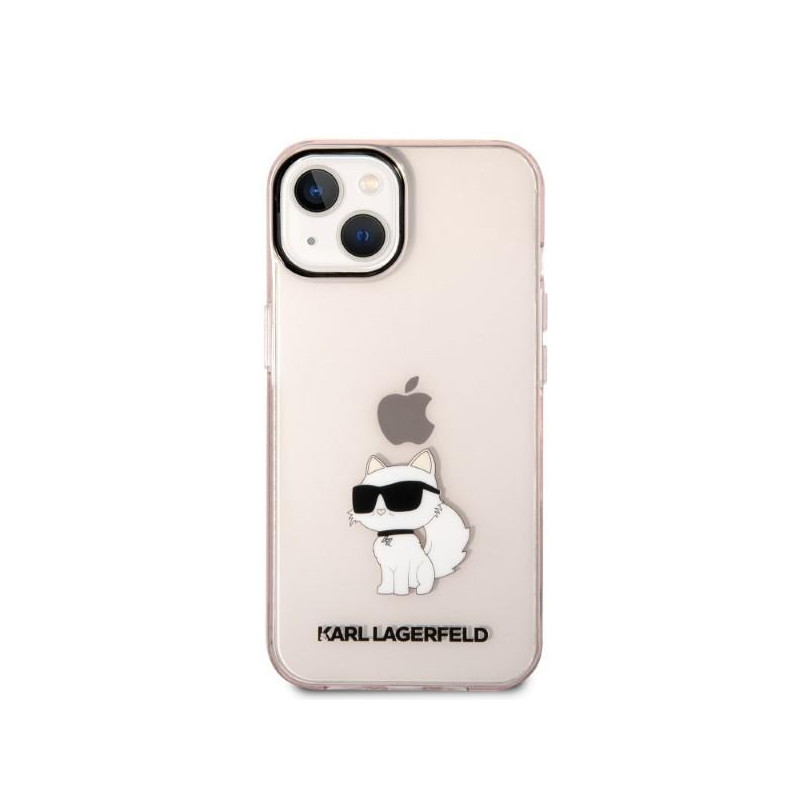 Karl Lagerfeld Ikonik Choupette dėklas iPhone 14 Plus - rožinis