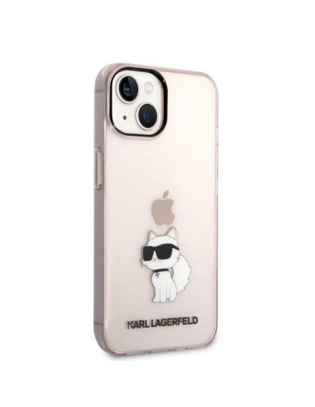 Karl Lagerfeld Ikonik Choupette dėklas iPhone 14 Plus - rožinis