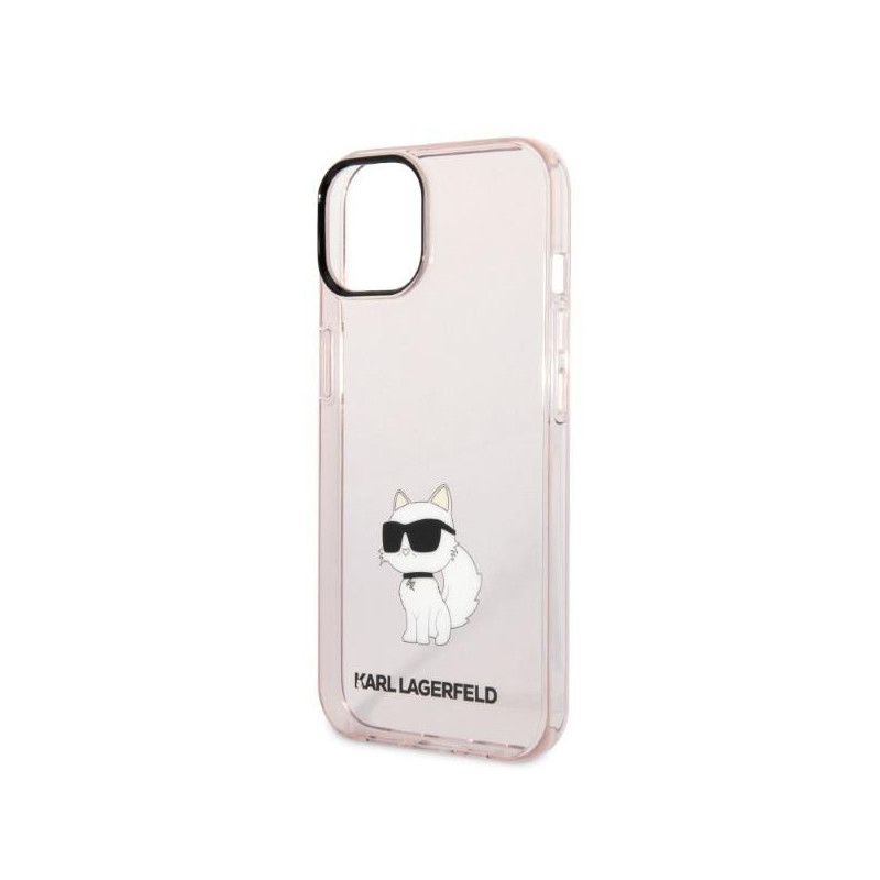 Karl Lagerfeld Ikonik Choupette dėklas iPhone 14 Plus - rožinis