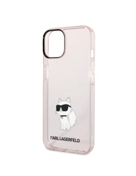 Karl Lagerfeld Ikonik Choupette dėklas iPhone 14 Plus - rožinis