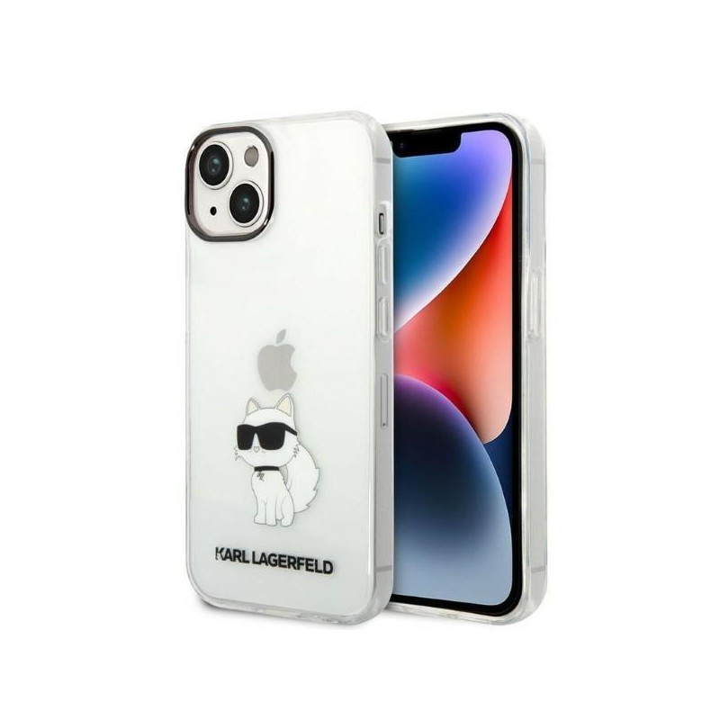 Karl Lagerfeld Ikonik Choupette dėklas iPhone 14 Plus - skaidrus