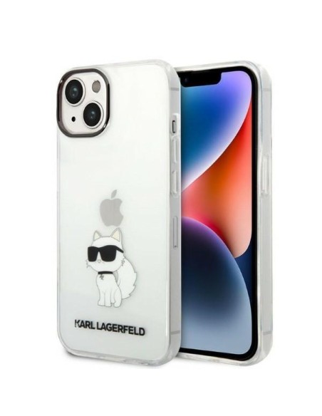 Karl Lagerfeld Ikonik Choupette dėklas iPhone 14 Plus - skaidrus