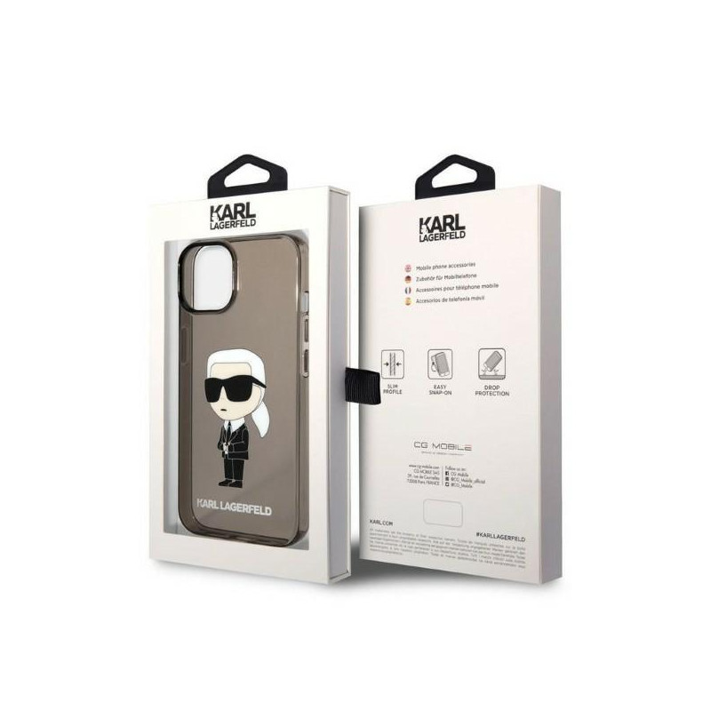 Karl Lagerfeld Ikonik Karl dėklas iPhone 14 Plus - juodas