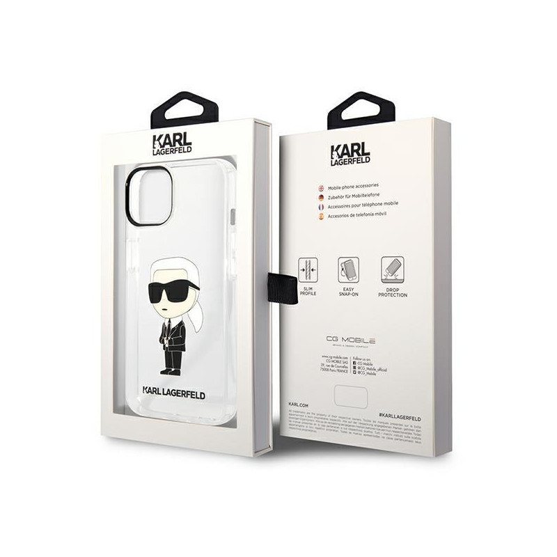 Karl Lagerfeld Ikonik Karl dėklas iPhone 14 Plus - skaidrus