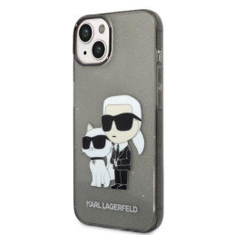 Karl Lagerfeld Glitter Karl&Choupette dėklas iPhone 14 Plus - juodas