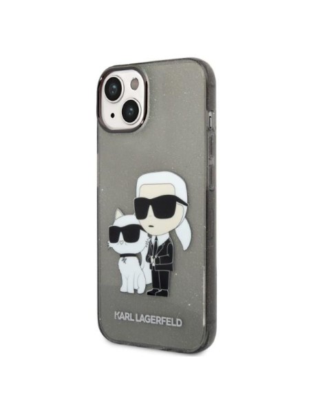 Karl Lagerfeld Glitter Karl&Choupette dėklas iPhone 14 Plus - juodas Karl Lagerfeld Glitter Karl&Choupette dėklas iPhone 14 Plus - juodas