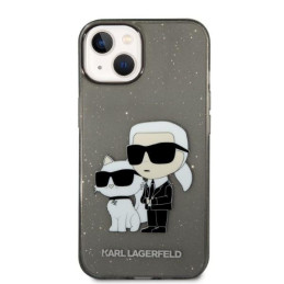 Karl Lagerfeld Glitter Karl&Choupette dėklas iPhone 14 Plus - juodas