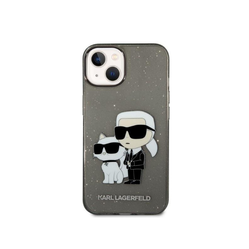 Karl Lagerfeld Glitter Karl&Choupette dėklas iPhone 14 Plus - juodas