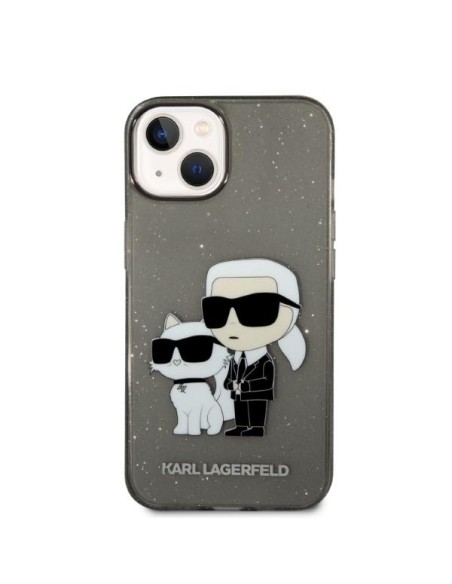 Karl Lagerfeld Glitter Karl&Choupette dėklas iPhone 14 Plus - juodas Karl Lagerfeld Glitter Karl&Choupette dėklas iPhone 14 Plus - juodas
