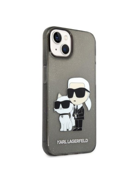 Karl Lagerfeld Glitter Karl&Choupette dėklas iPhone 14 Plus - juodas Karl Lagerfeld Glitter Karl&Choupette dėklas iPhone 14 Plus - juodas