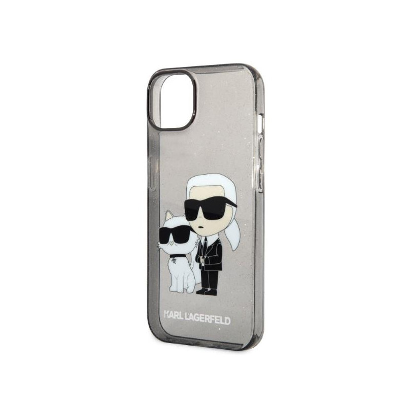 Karl Lagerfeld Glitter Karl&Choupette dėklas iPhone 14 Plus - juodas