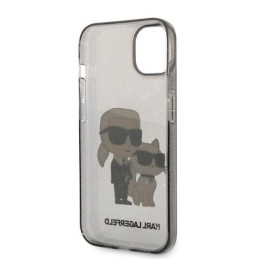 Karl Lagerfeld Glitter Karl&Choupette dėklas iPhone 14 Plus - juodas