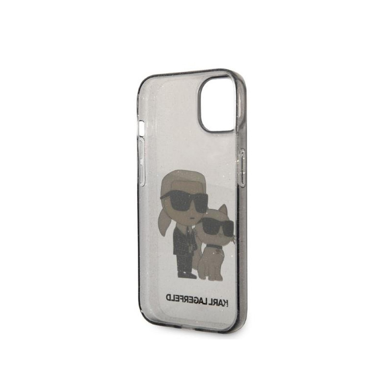 Karl Lagerfeld Glitter Karl&Choupette dėklas iPhone 14 Plus - juodas