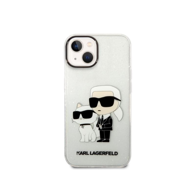 Karl Lagerfeld Glitter Karl&Choupette dėklas iPhone 14 Plus - skaidrus