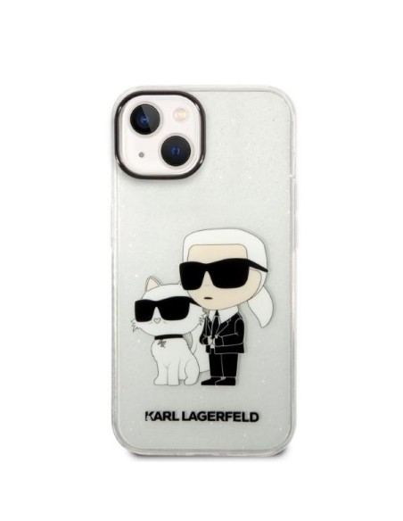 Karl Lagerfeld Glitter Karl&Choupette dėklas iPhone 14 Plus - skaidrus Karl Lagerfeld Glitter Karl&Choupette dėklas iPhone 14 Plus - skaidrus