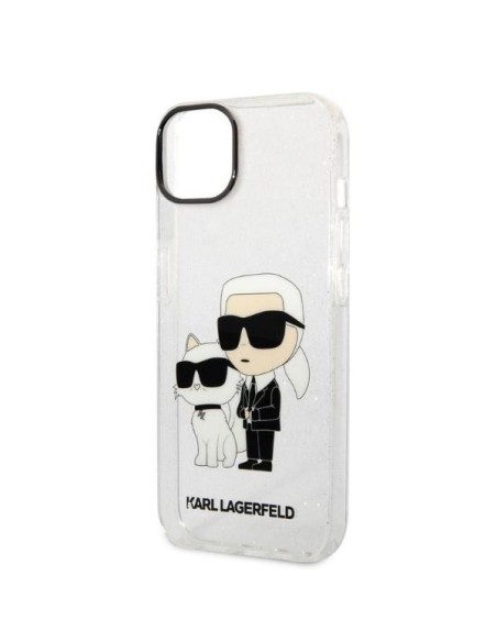 Karl Lagerfeld Glitter Karl&Choupette dėklas iPhone 14 Plus - skaidrus Karl Lagerfeld Glitter Karl&Choupette dėklas iPhone 14 Plus - skaidrus