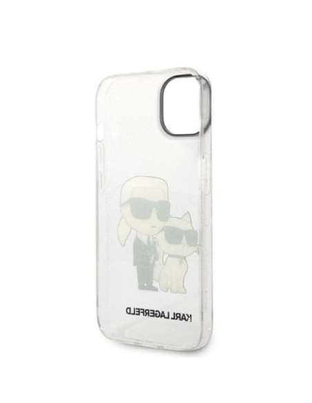 Karl Lagerfeld Glitter Karl&Choupette dėklas iPhone 14 Plus - skaidrus Karl Lagerfeld Glitter Karl&Choupette dėklas iPhone 14 Plus - skaidrus