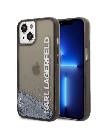 Karl Lagerfeld Liquid Glitter Elong dėklas iPhone 14 Plus - juodas Karl Lagerfeld Liquid Glitter Elong dėklas iPhone 14 Plus - juodas