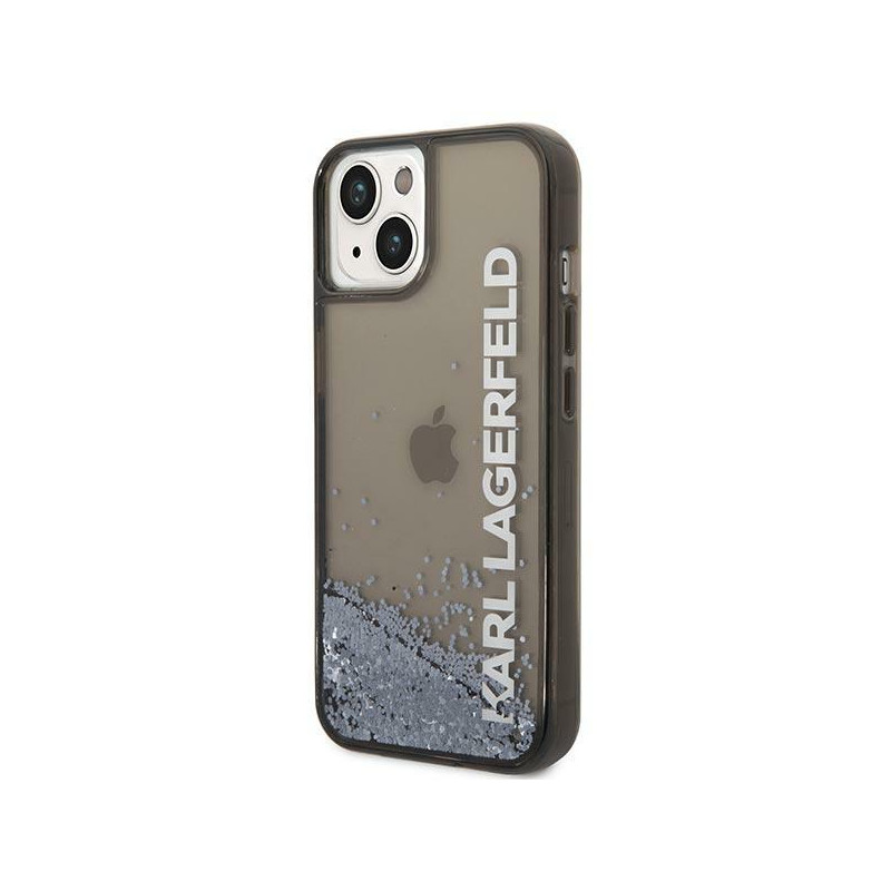 Karl Lagerfeld Liquid Glitter Elong dėklas iPhone 14 Plus - juodas