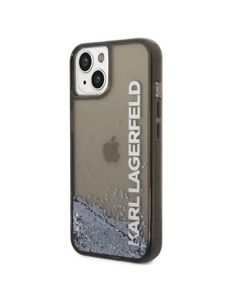Karl Lagerfeld Liquid Glitter Elong dėklas iPhone 14 Plus - juodas Karl Lagerfeld Liquid Glitter Elong dėklas iPhone 14 Plus - juodas