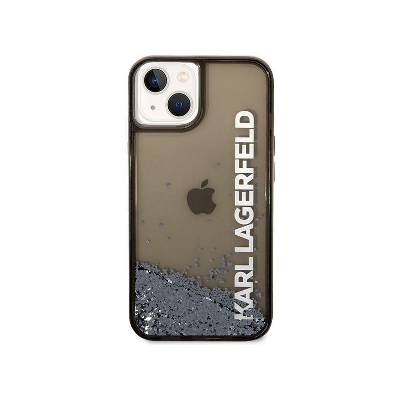 Karl Lagerfeld Liquid Glitter Elong dėklas iPhone 14 Plus - juodas