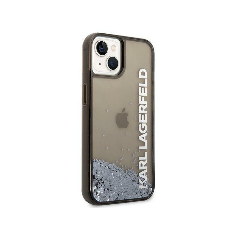 Karl Lagerfeld Liquid Glitter Elong dėklas iPhone 14 Plus - juodas